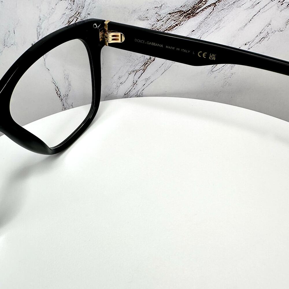 New Dolce&Gabbana Eyeglasses Black Square Gold Metal 55-18-145mm Glasses Frames - Picture 10 of 16